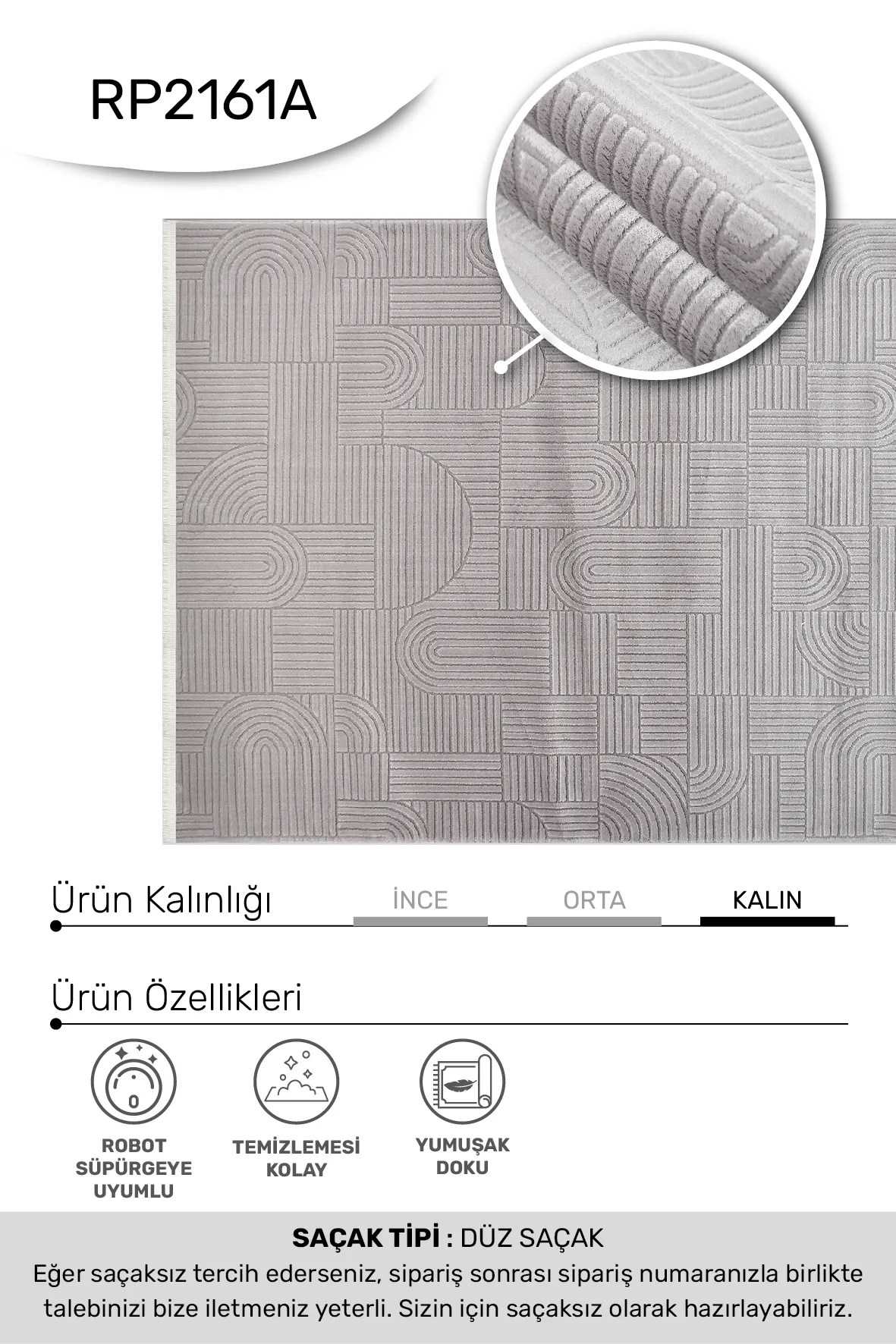 MACCA-Gri - Özel Ölçü-Salon,Oturma Odası ve Koridor Halısı-Robot Süpürgeye Uyumlu-Kolay Temizlenebilir-Uygun Fiyat