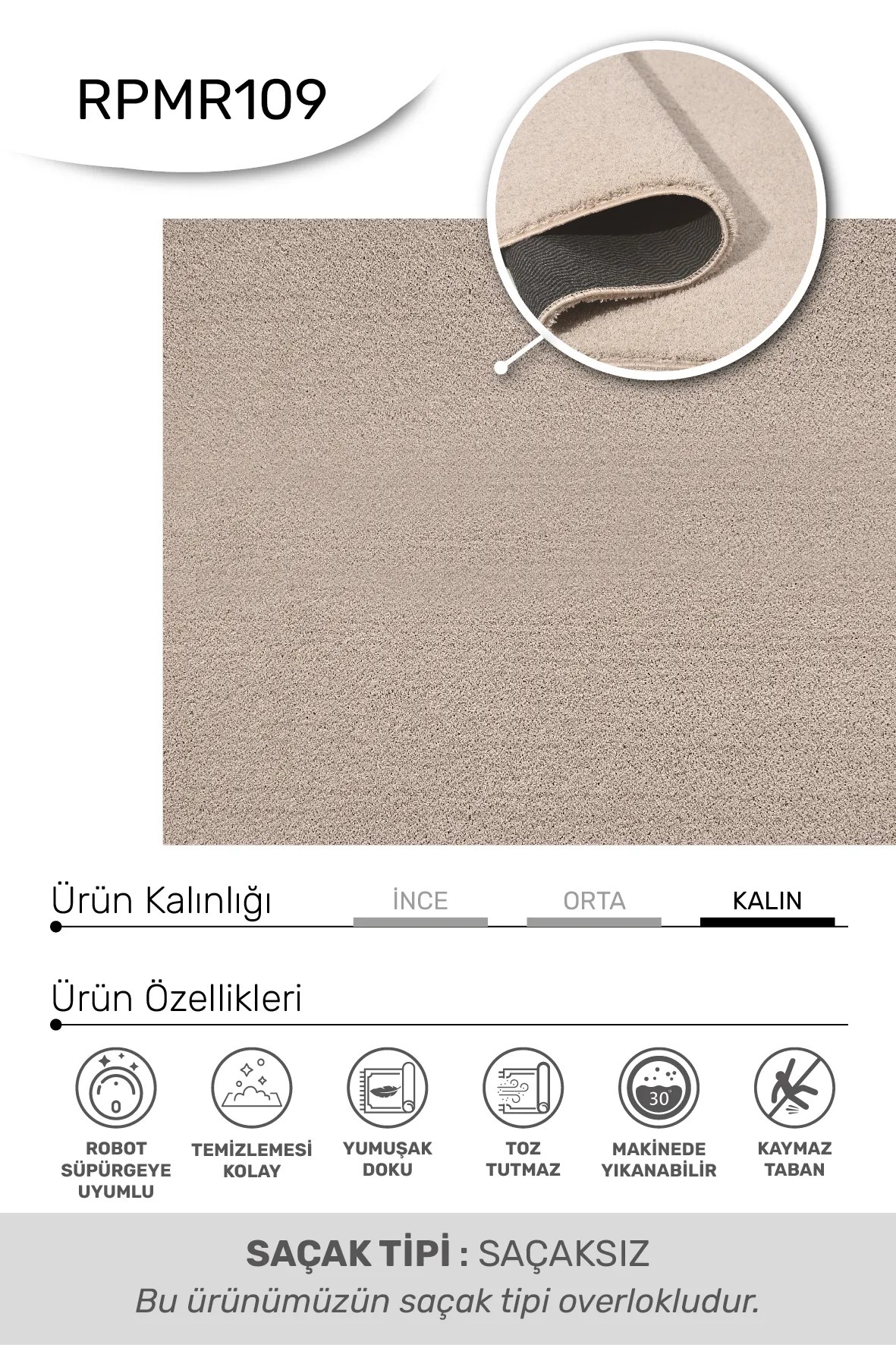 Mars-GÜMÜŞ/BEJ-Premium Kadifemsi Halı Oturma Odası-Salon-Mutfak-Kaymaz Taban -Yıkanabilir-Modern