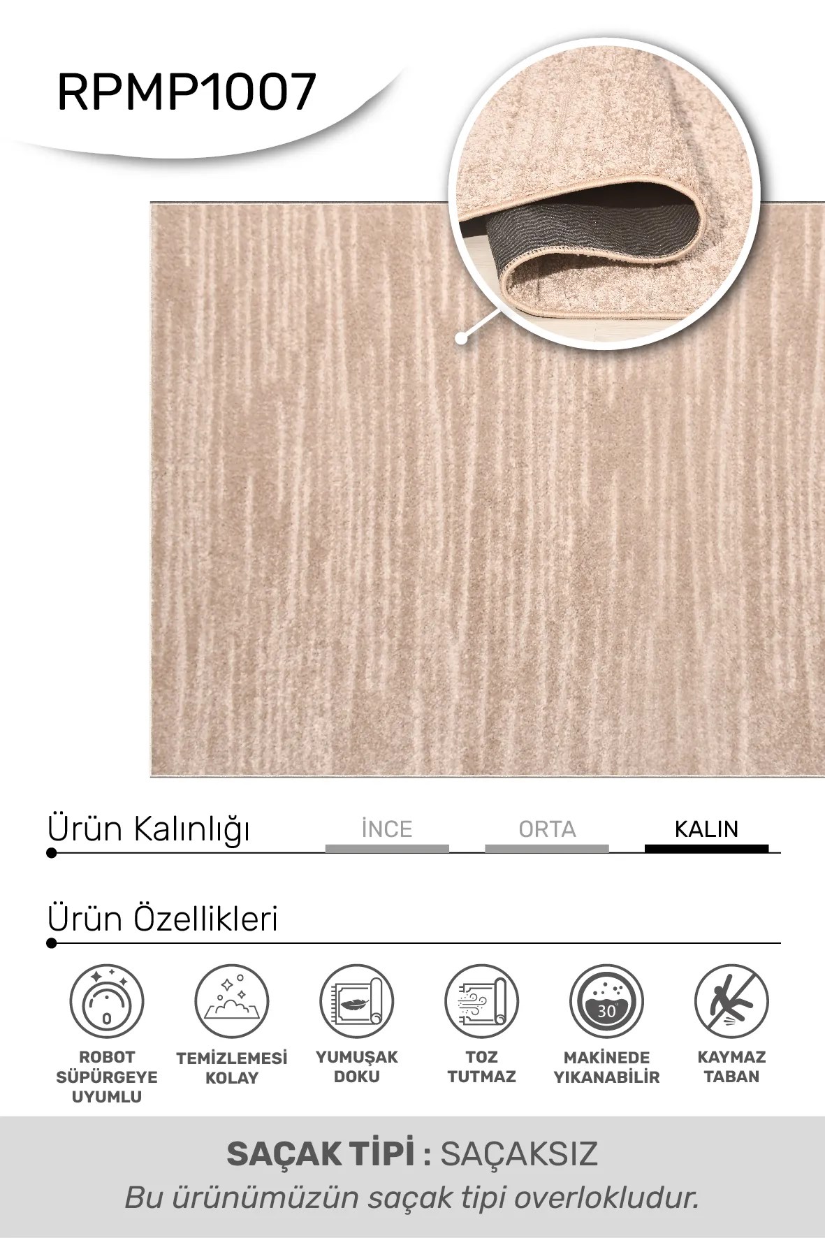 MODA- KAHVE - Yumuşak Dokulu Halı Yolluk %100 Polyester - Kaymaz Taban - Yıkanabilir - Özel Ölçü - Uygun Fiyat