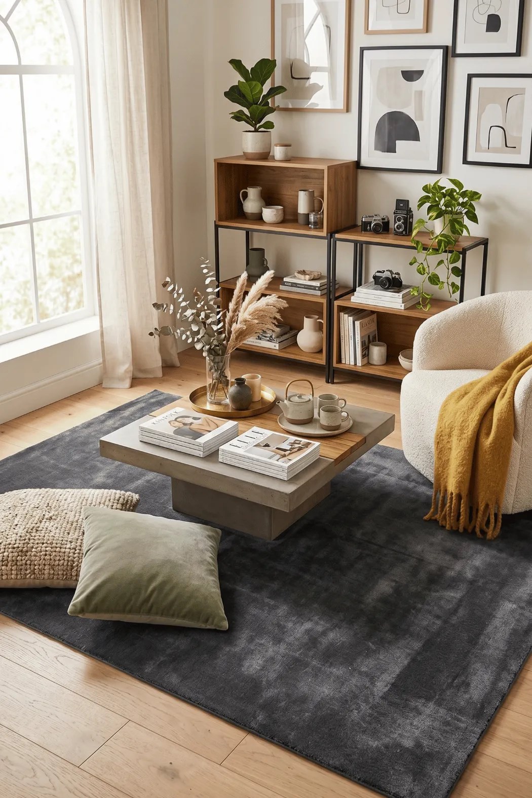 POLY Peluş Halı-Antrasit- Salon-Mutfak-Antre-Oturma Odası-Yumuşak-Kaymaz Taban-Yıkanabilir–Modern-Uygun Fiyat