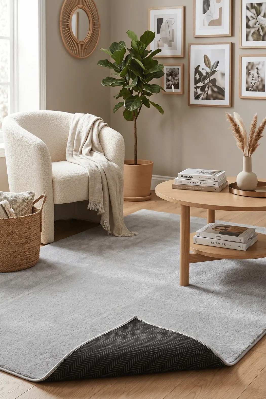 POLY Peluş Halı-Gri- Salon-Mutfak-Antre-Oturma Odası-Yumuşak-Kaymaz Taban-Yıkanabilir–Modern-Uygun Fiyat