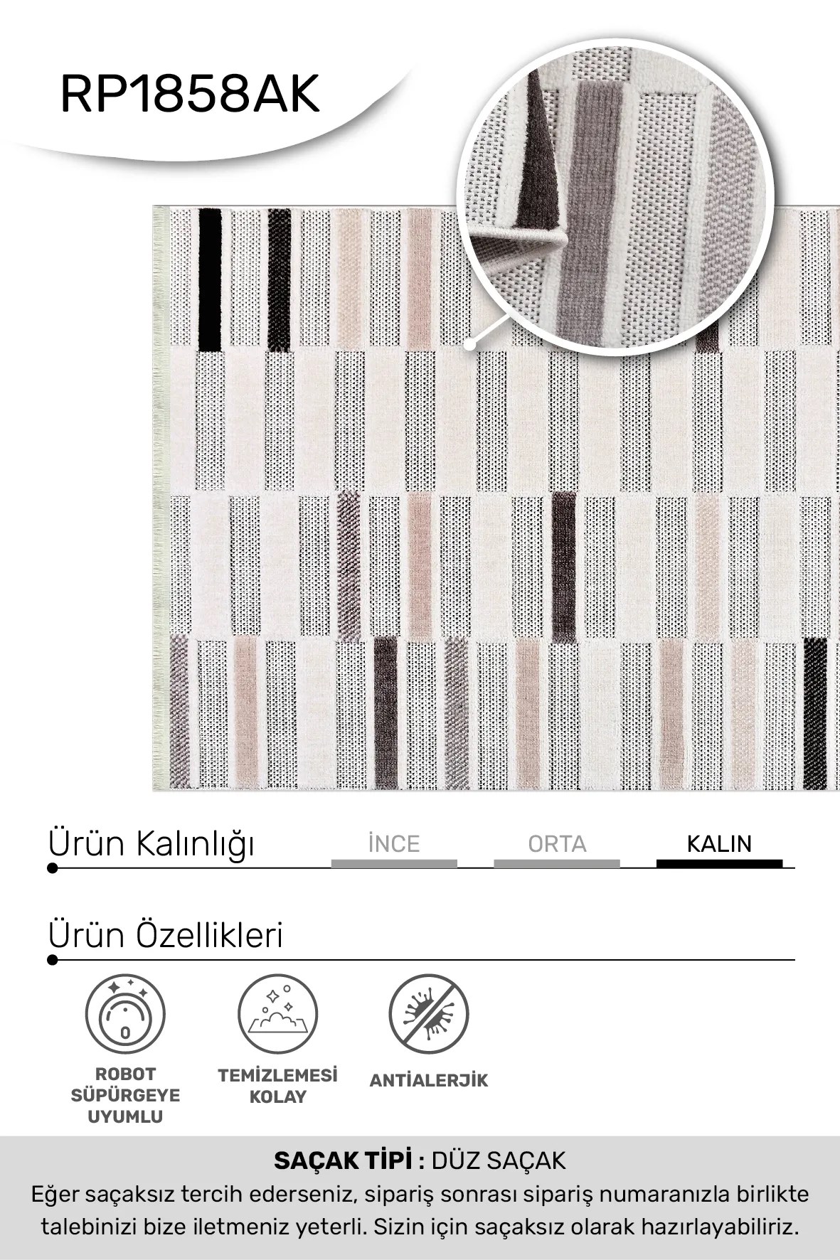 RİKO-Krem/Gri/Kahve - Özel Ölçü-Salon, Oturma Odası , Çocuk Odası ve Koridor Halısı-Robot Süpürgeye Uyumlu-Kolay Temizlenebilir-Uygun Fiyat