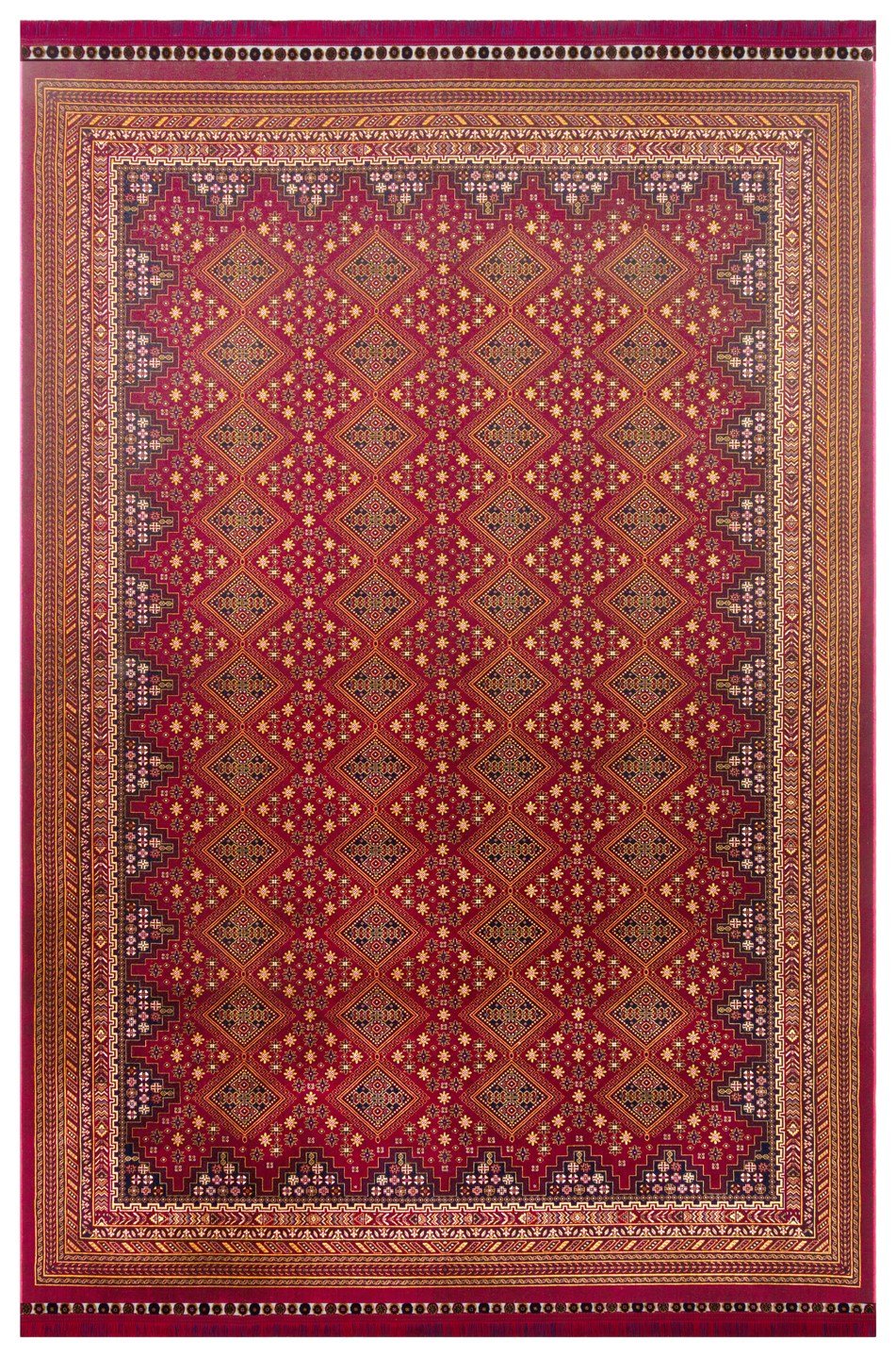 SATEEN AFGHAN SFG 01 RED Afgan Desenlerine Sahip Hav Vermeyen Özel İplerle Dokunan Yıkanabilir ve Özel Kaymaz Tabanlı Sık Dokuma Makine Halısı