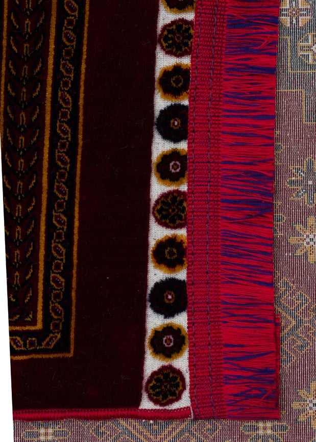 SATEEN AFGHAN SFG 01 RED Afgan Desenlerine Sahip Hav Vermeyen Özel İplerle Dokunan Yıkanabilir ve Özel Kaymaz Tabanlı Sık Dokuma Makine Halısı
