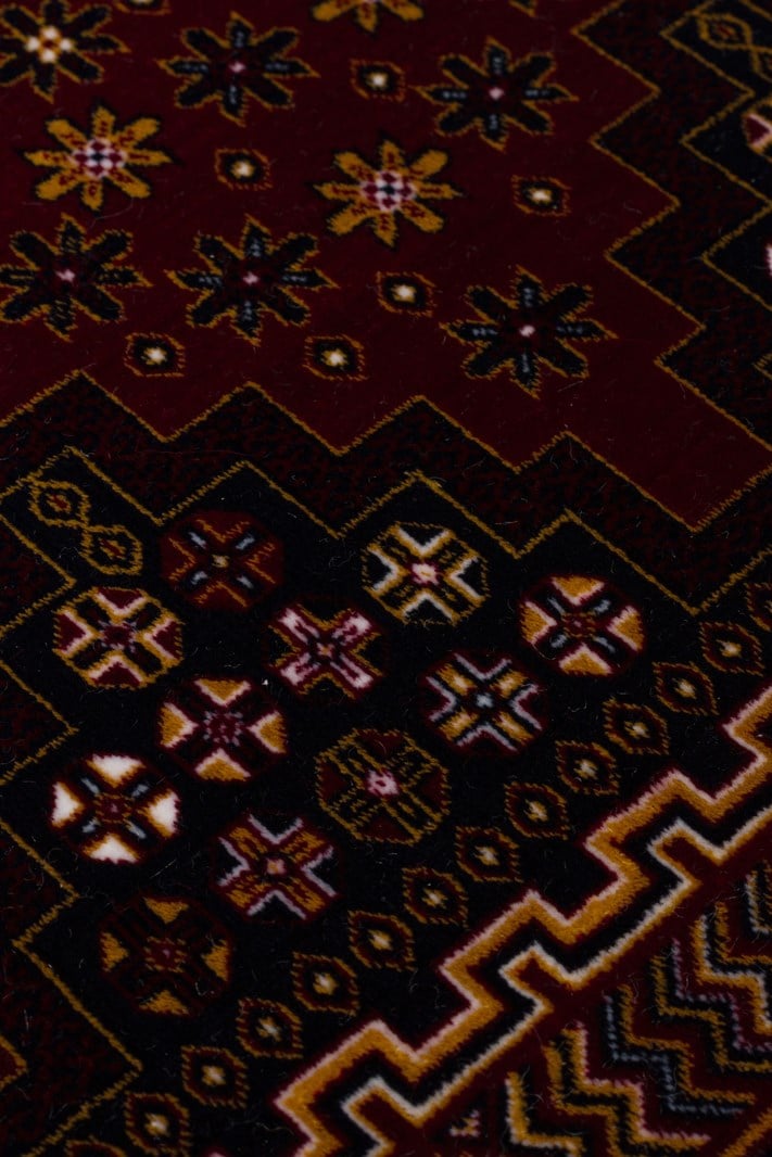 SATEEN AFGHAN SFG 01 RED Afgan Desenlerine Sahip Hav Vermeyen Özel İplerle Dokunan Yıkanabilir ve Özel Kaymaz Tabanlı Sık Dokuma Makine Halısı