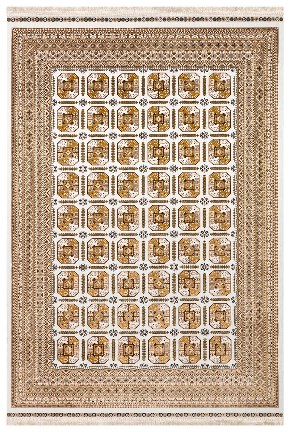 SATEEN AFGHAN SFG 02 BEİGE Afgan Desenlerine Sahip Hav Vermeyen Özel İplerle Dokunan Yıkanabilir ve Özel Kaymaz Tabanlı Sık Dokuma Makine Halısı