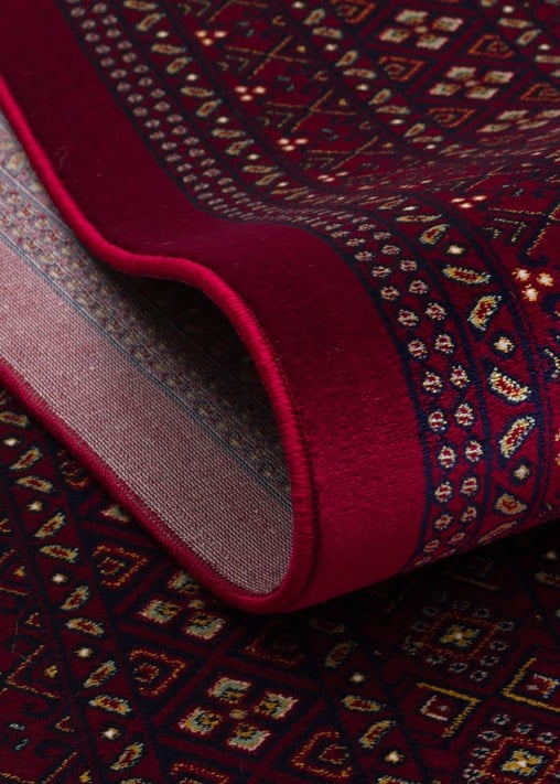 SATEEN AFGHAN SFG 02 RED Afgan Desenlerine Sahip Hav Vermeyen Özel İplerle Dokunan Yıkanabilir ve Özel Kaymaz Tabanlı Sık Dokuma Makine Halısı