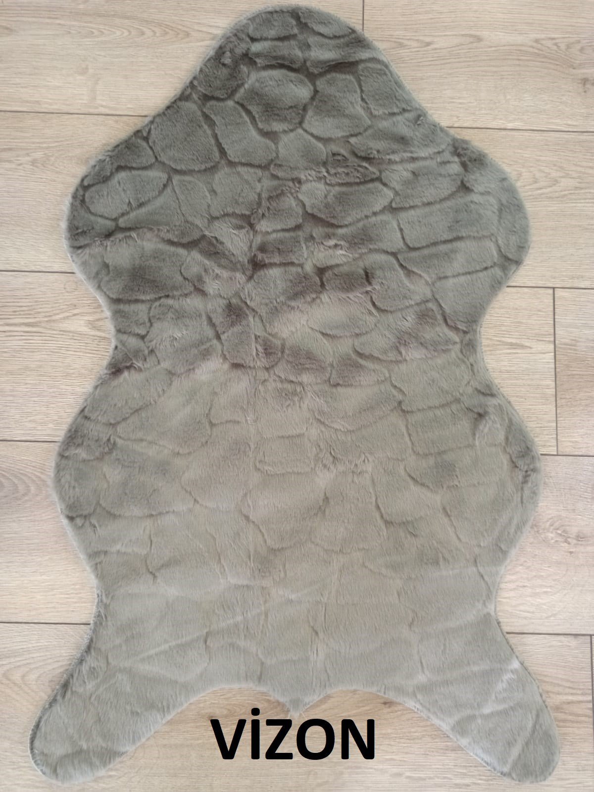 Tavşan Tüyü Suni Deri Tabanlı Yıkanabilir Peluş Post 60X90