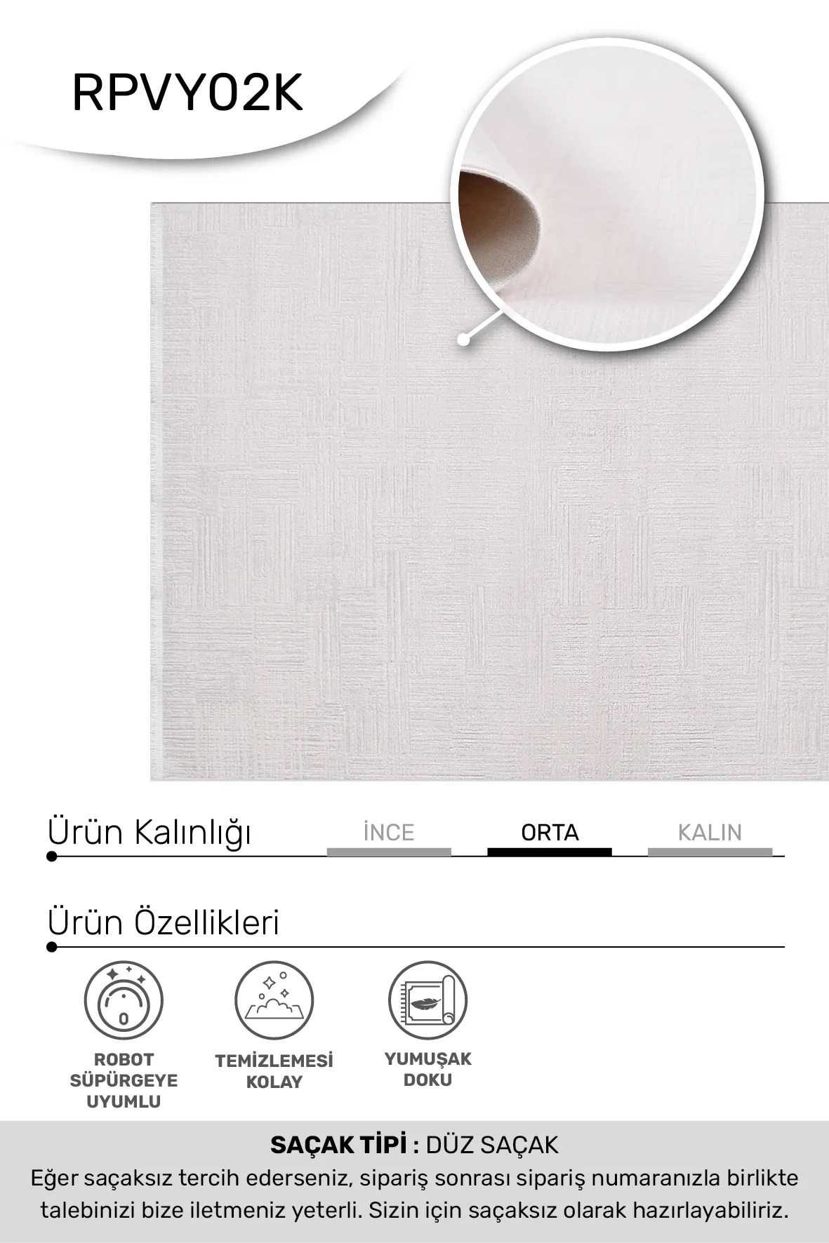 VİANORA- Krem- Özel Ölçü-Salon,Oturma Odası ve Koridor Halısı-Robot Süpürgeye Uyumlu-Kolay Temizlenebilir-Uygun Fiyat