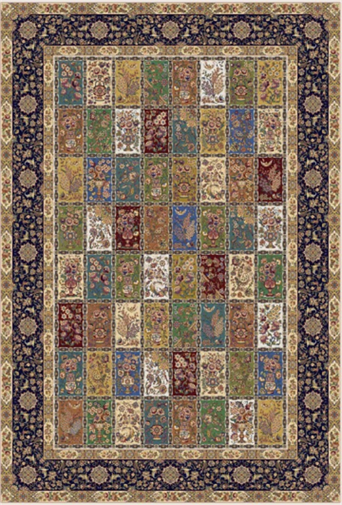 WOOLKNOT HALI QUM İPEK SAÇAK 2041 LACİVERT PAFTALI