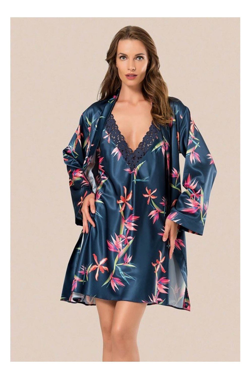 MOONGİRL 008 SATEN KISA GECELİK VE SABAHLIK