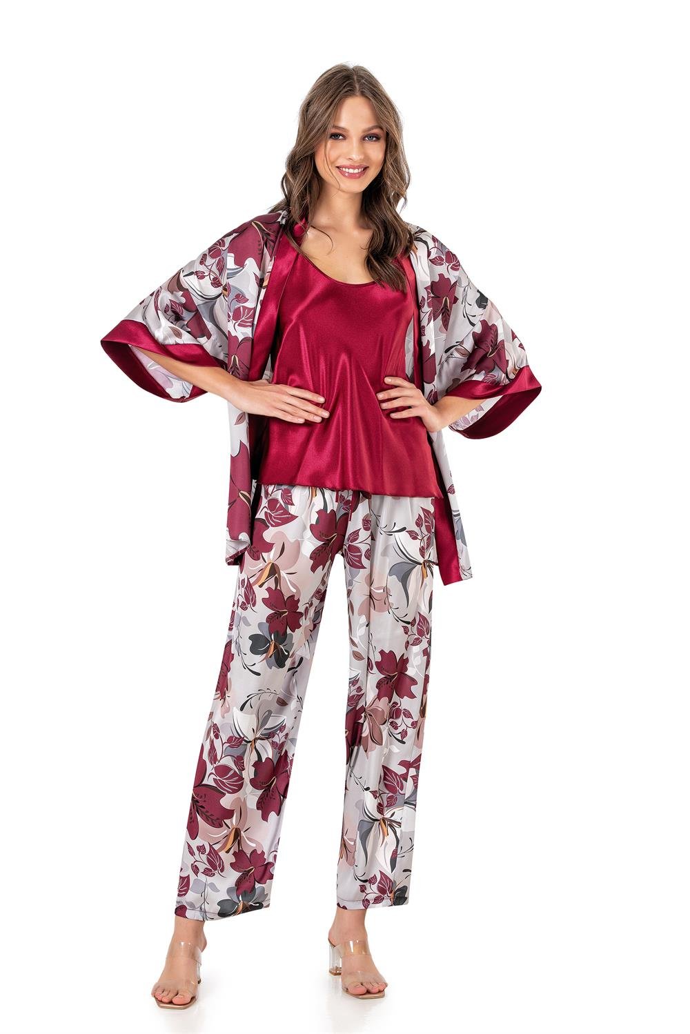 MOONGİRL 579 ÜÇLÜ SATEN PİJAMA TAKIM 