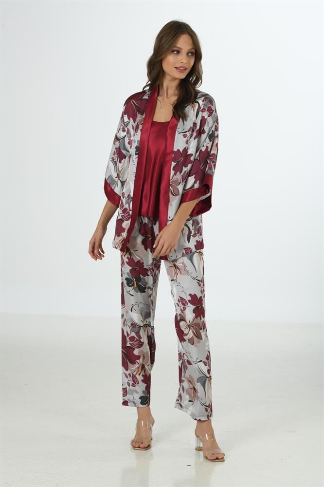 MOONGİRL 579 ÜÇLÜ SATEN PİJAMA TAKIM 