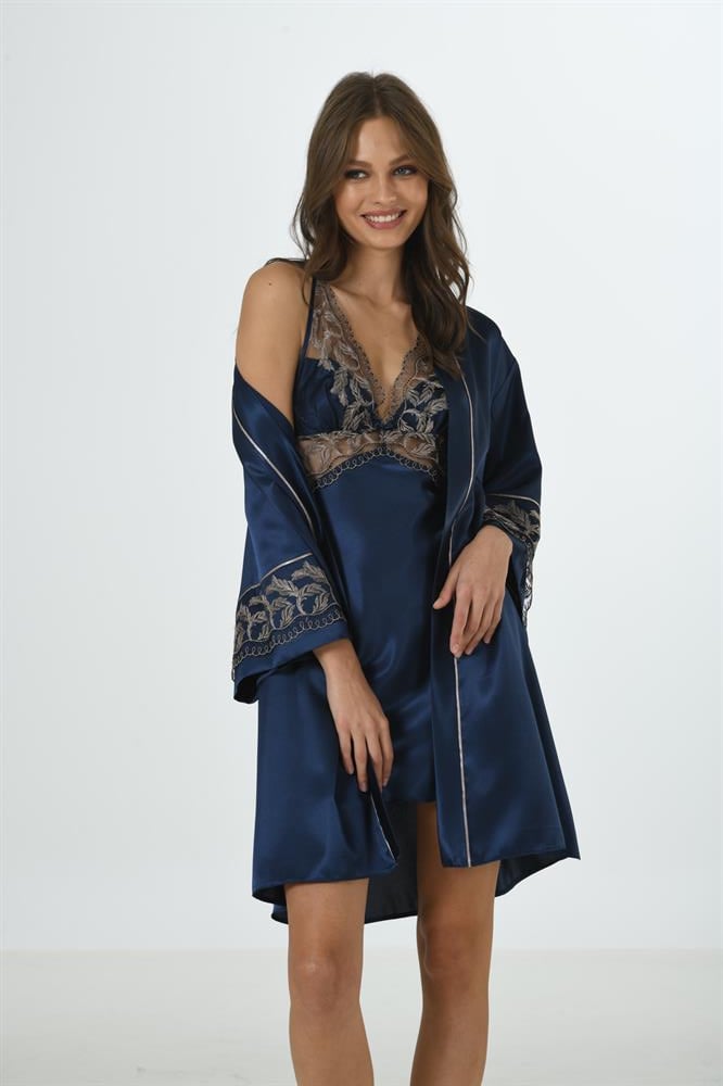 MOONGİRL 601 SATEN KISA  GECELİK SABAHLIK TAKIMI