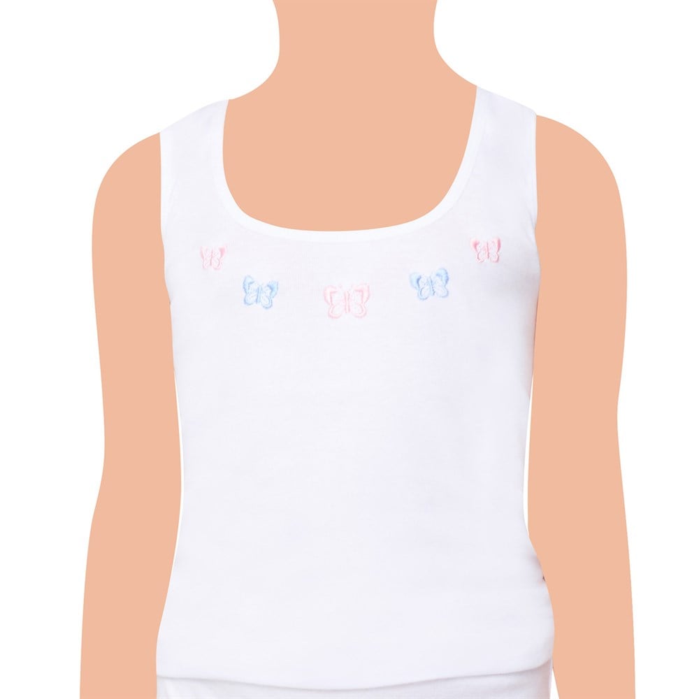 TUTKU166  KIZ ÇOCUK GENİŞ ASKILI İŞLEMELİ ATLET