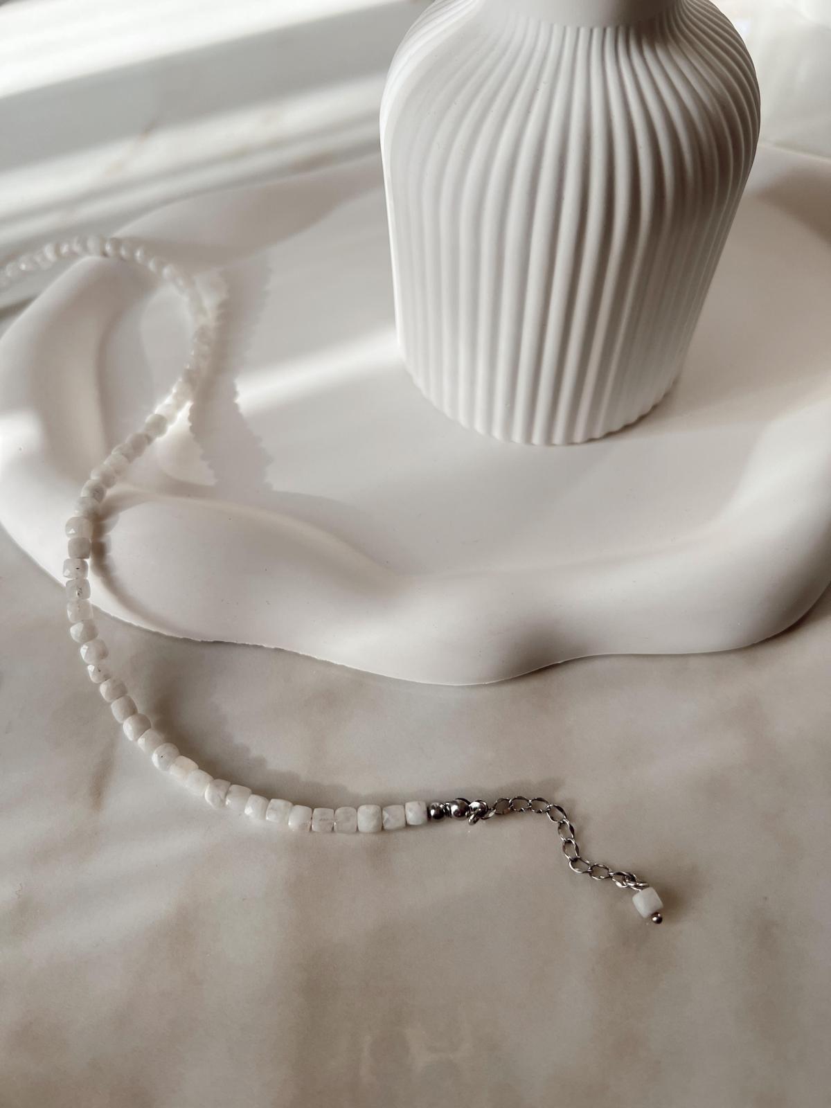 1.Sınıf Kare Kesim Fasetli Aytaşı Kolye ve Bileklik Set(Silver  Zincir)