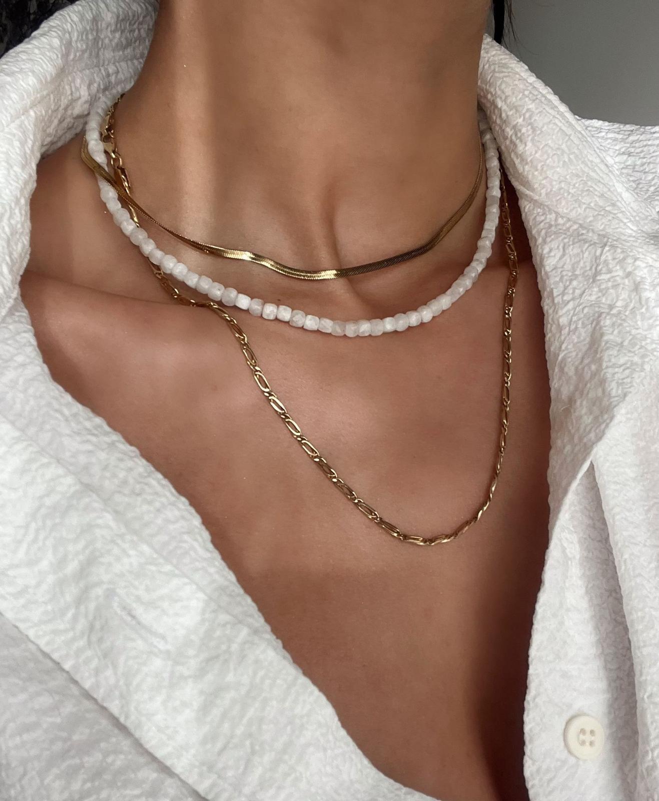 1.Sınıf Kare Kesim Fasetli Aytaşı Kolye ve Bileklik Set(Gold  Zincir)