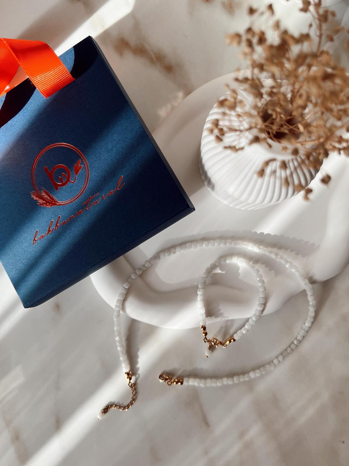 1.Sınıf Kare Kesim Fasetli Aytaşı Kolye ve Bileklik Set(Gold Zincir)