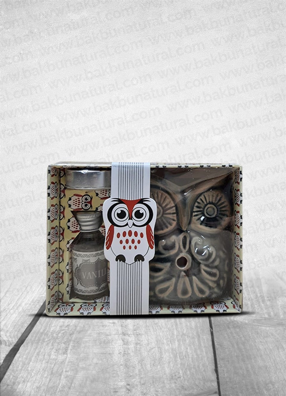 Bakbu Baykuşlu Buhurdanlık Set Bej Renk