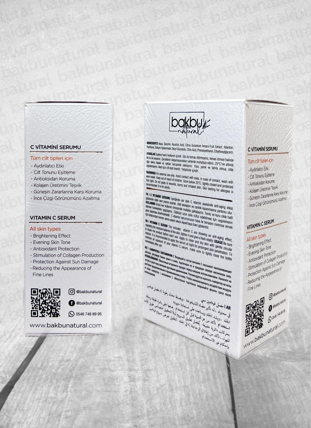 Bakbu C Vitamin Serumu Aydınlatıcı Ve Cilt Tonu Eşitleğici Etkili 30 ML