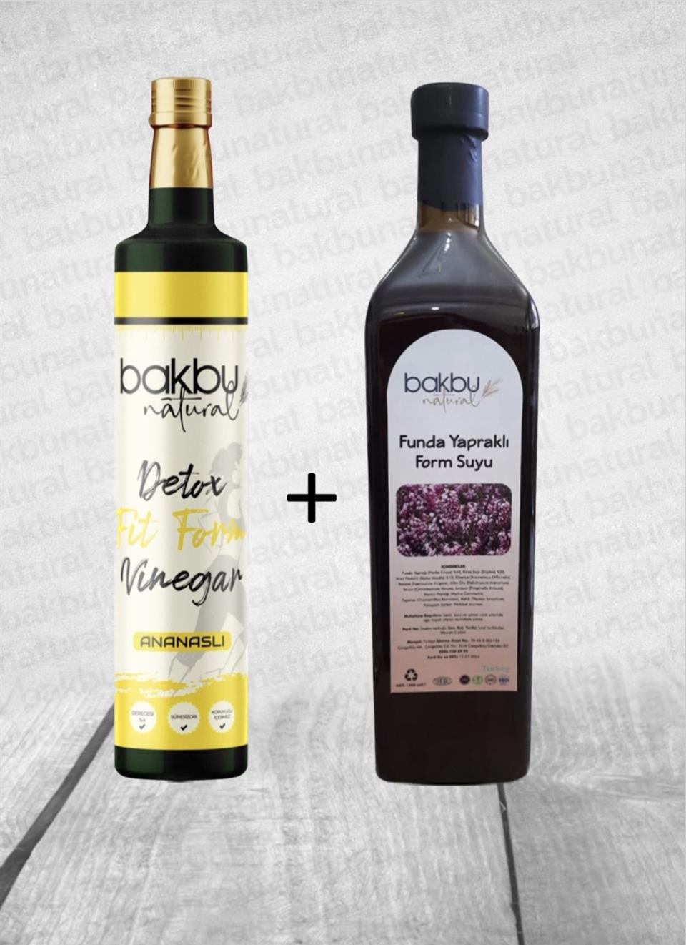 Bakbu Funda Yapraklı Form Suyu 1lt ve Ananaslı Detox Sirke 500 Ml