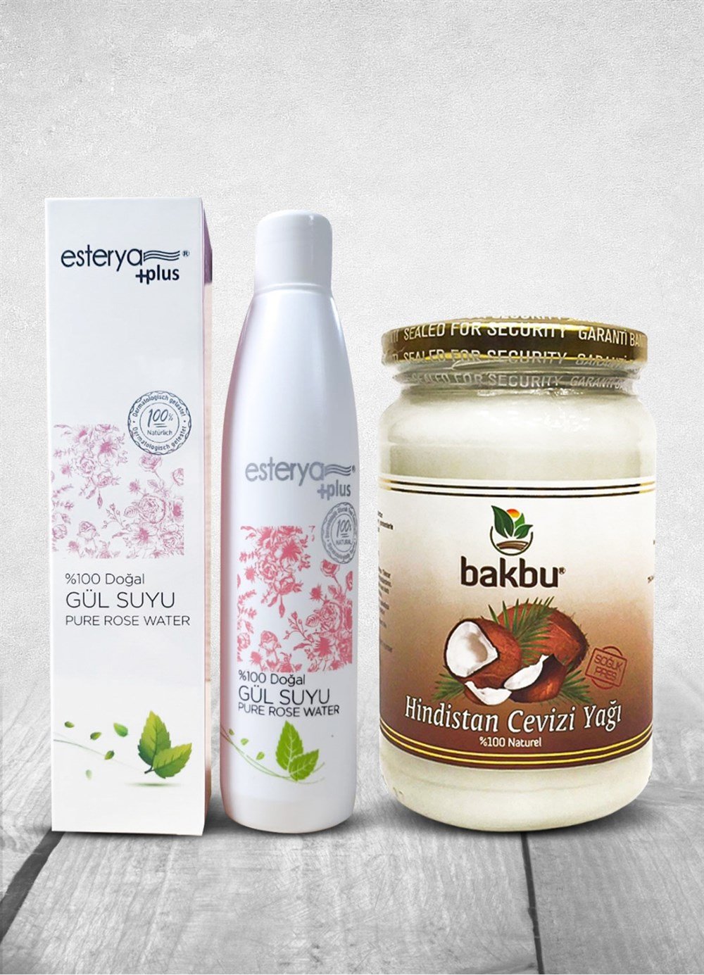 Bakbu Hindistan Cevizi Yağı 320gr ve Gülsuyu 250ml