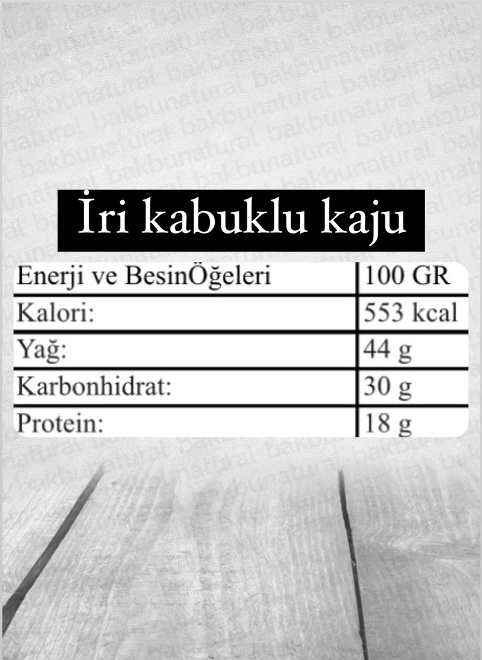 Bakbu Natural İri Kaju 250Gr