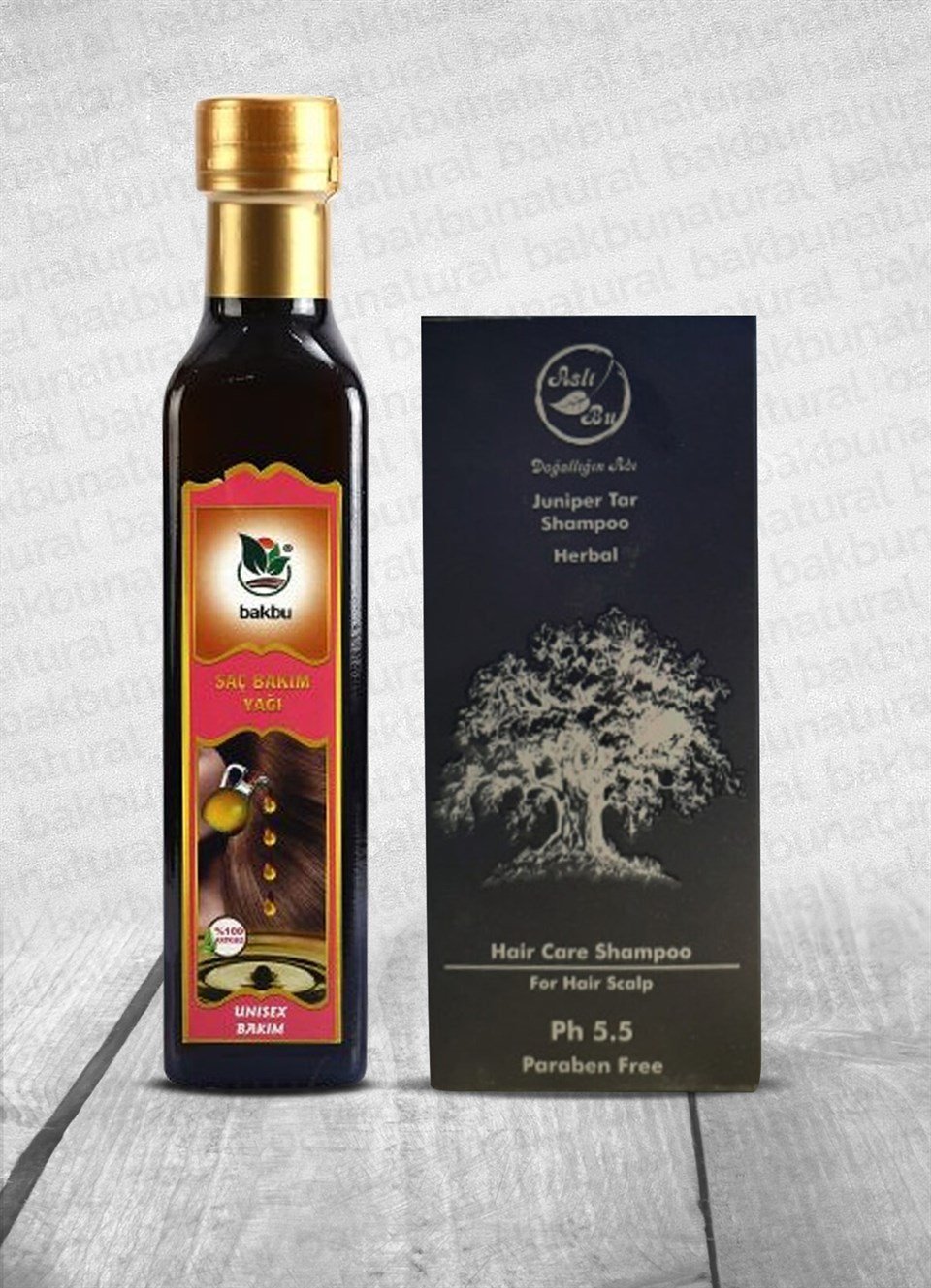 Bakbu Saç Bakım Yağı 250 Ml Ve Aslı Bu Ardıç Şampuanı 400 Ml