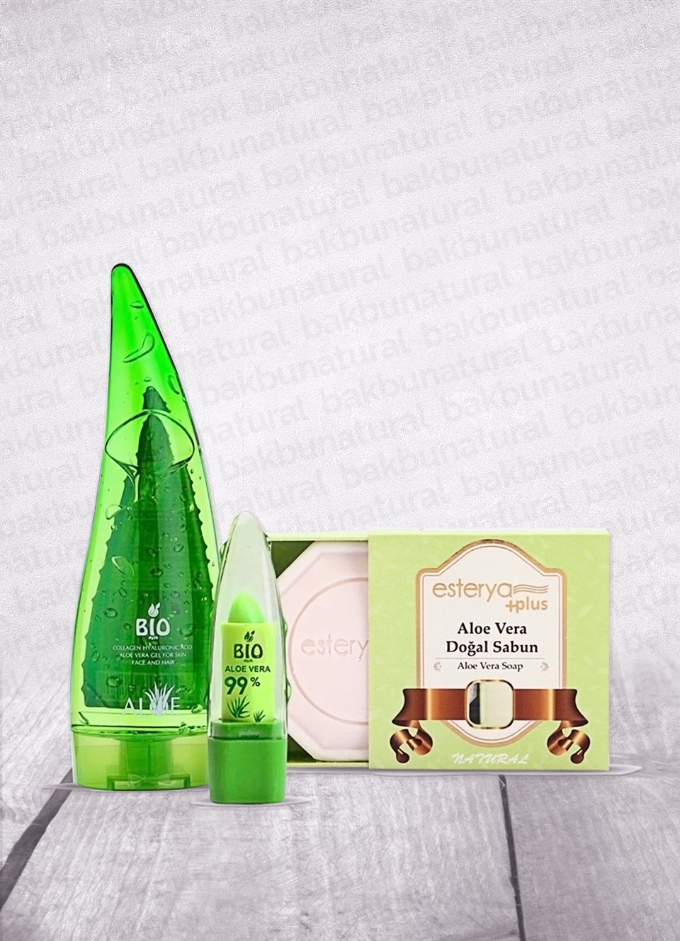 Bio Asia Aloe Vera Jel & Aloe Vera Dudak Balmı & Aloe Vera Saf Sabun Set
