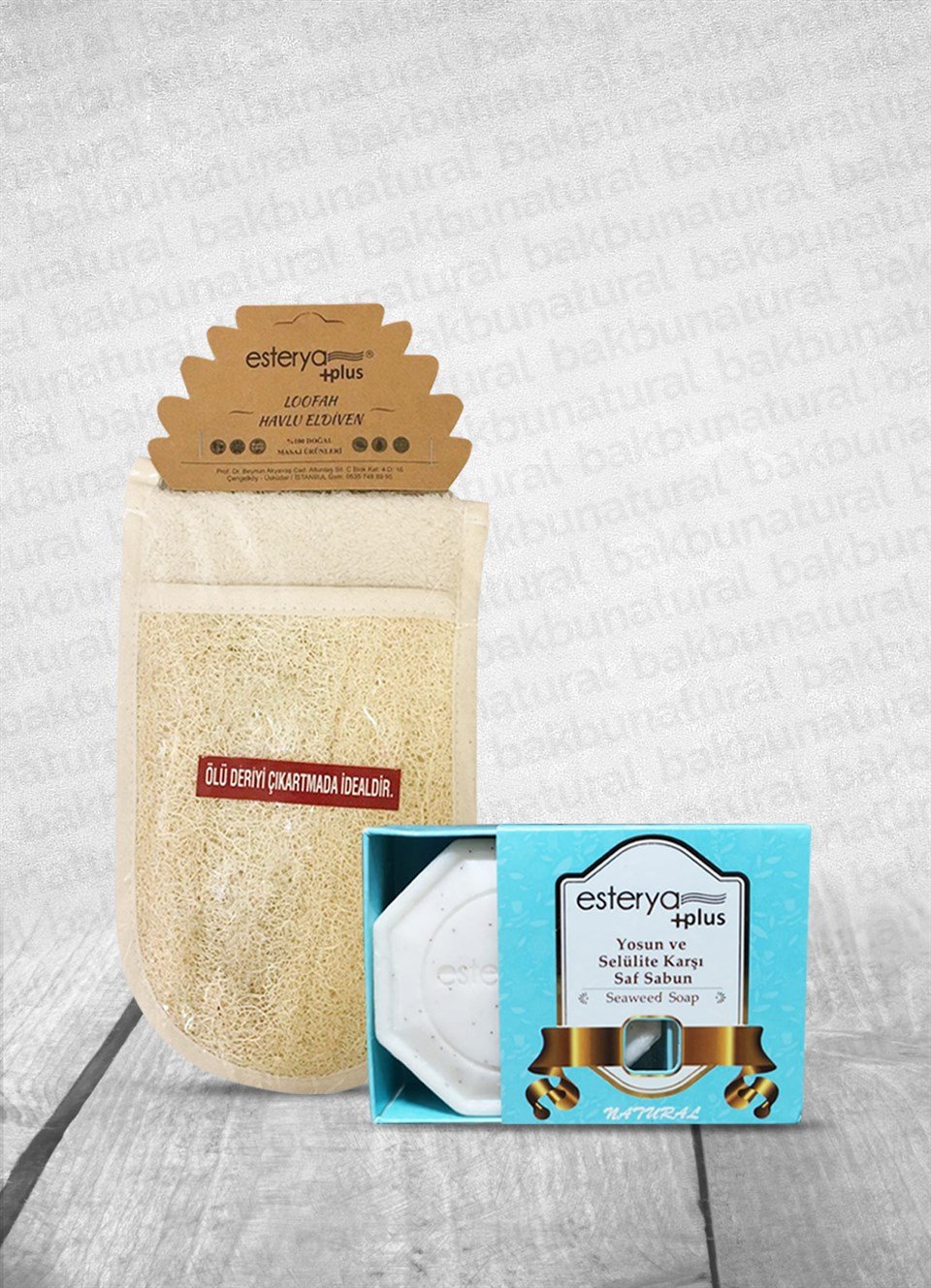 Esterya Plus El Geçmeli Kabak Lifli Vücut Kesesi Ve Anti Selülit Yosun Sabunu 125Gr