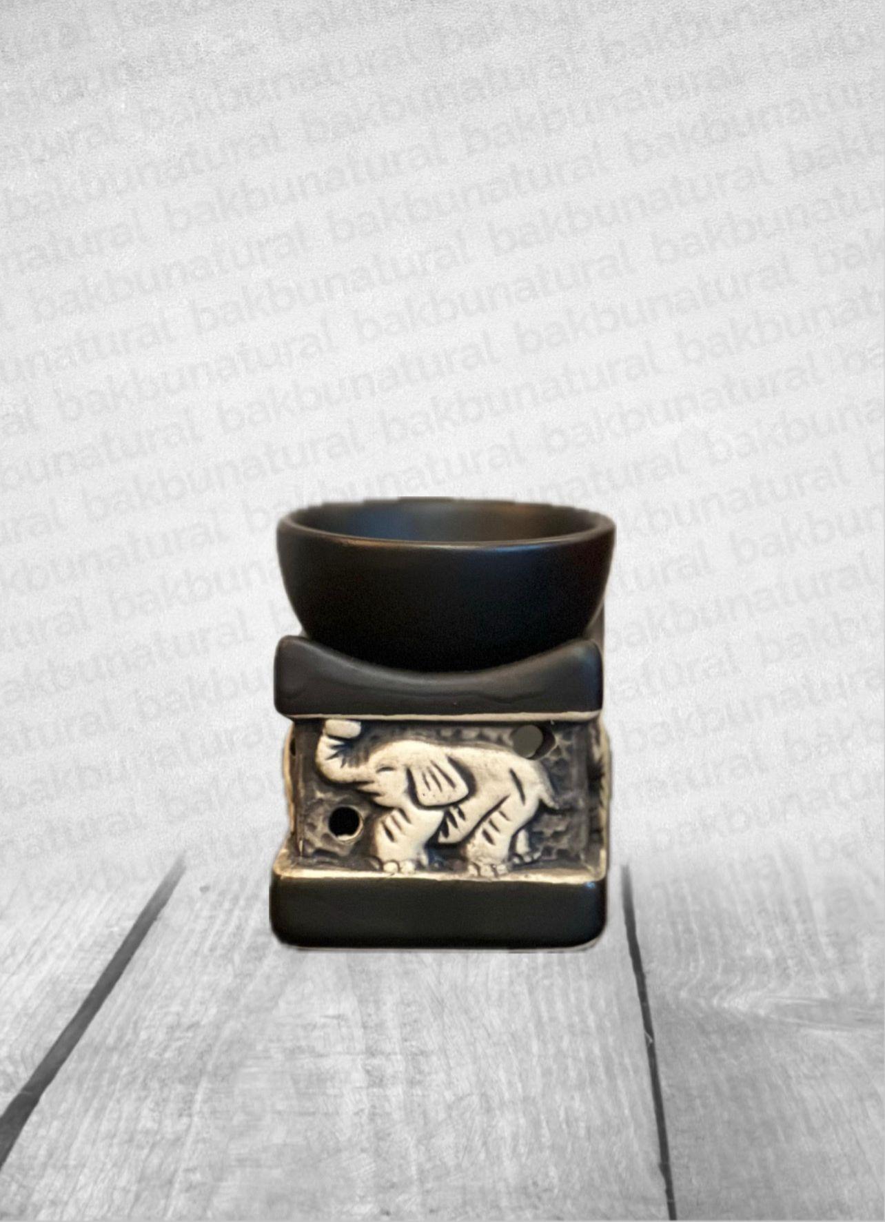 Fil Figürlü Siyah-Beyaz Buhurdanlık