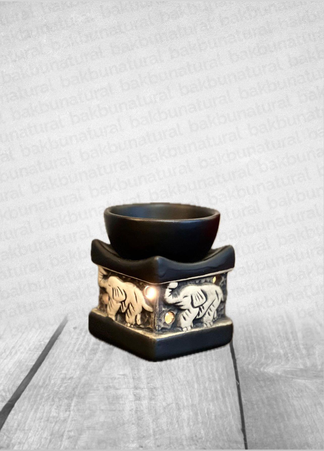 Fil Figürlü Siyah-Beyaz Buhurdanlık