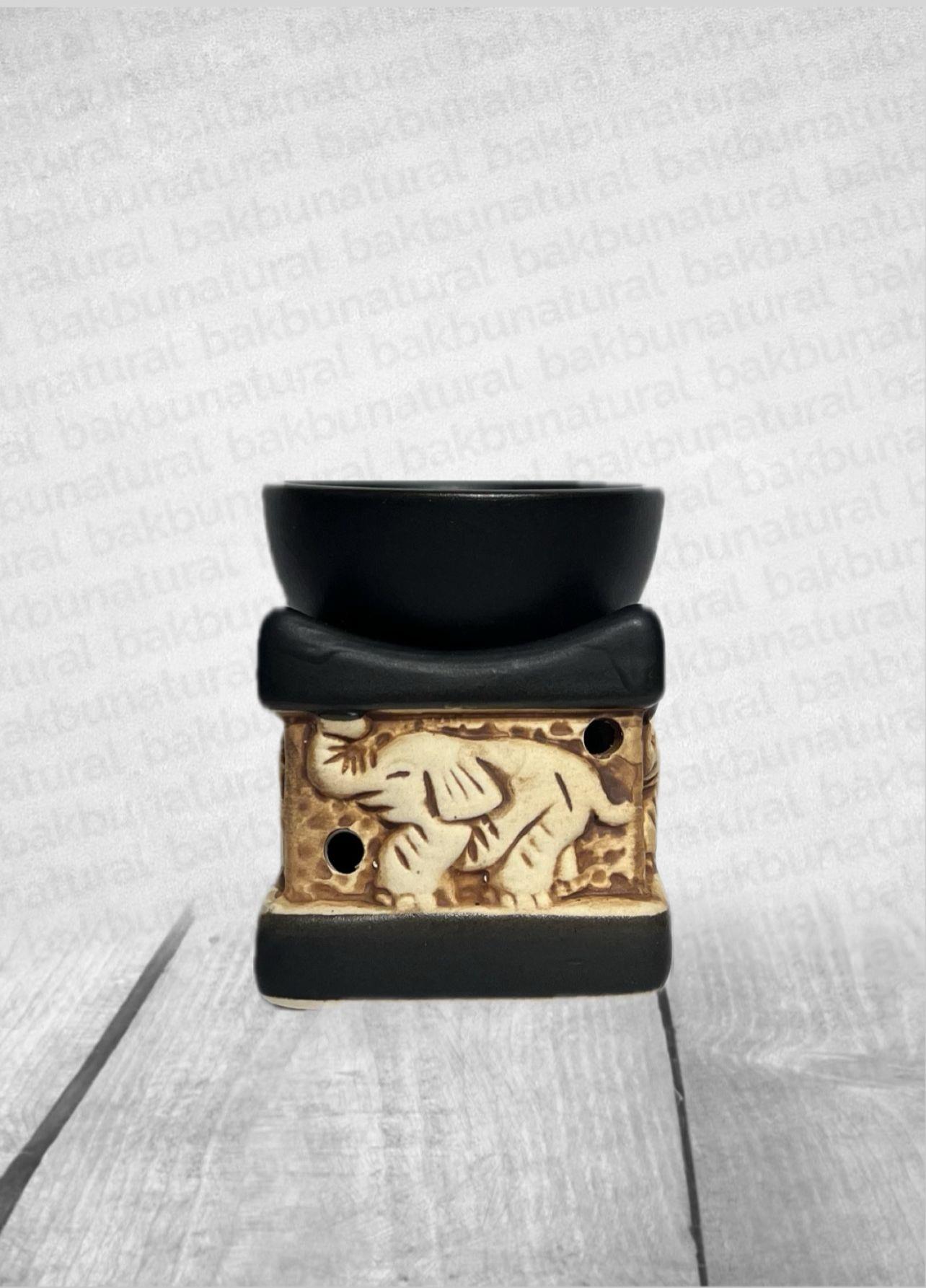 Fil Figürlü Siyah-Kahve-Beyaz Buhurdanlık