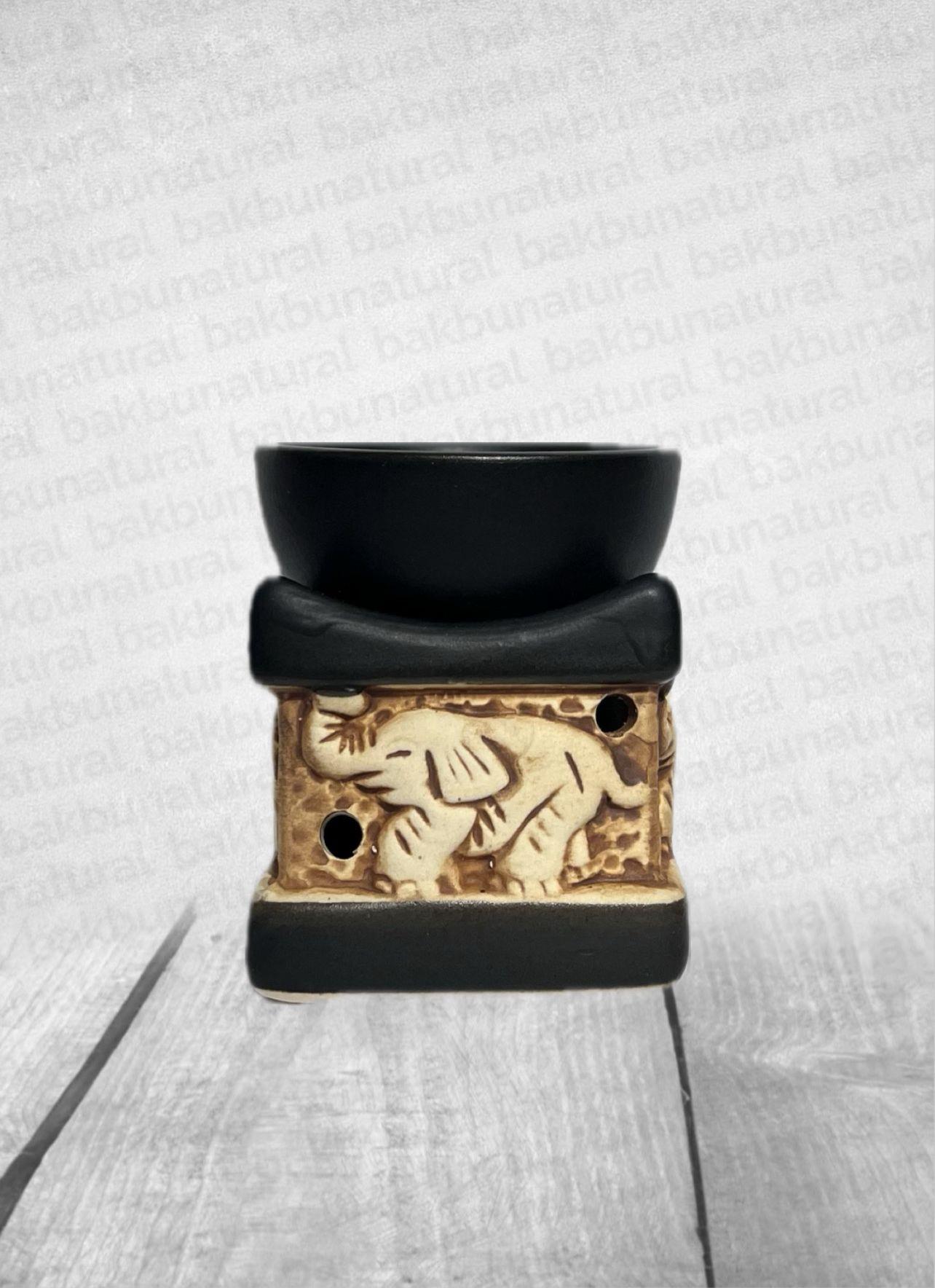 Fil Figürlü Siyah-Kahve-Beyaz Buhurdanlık