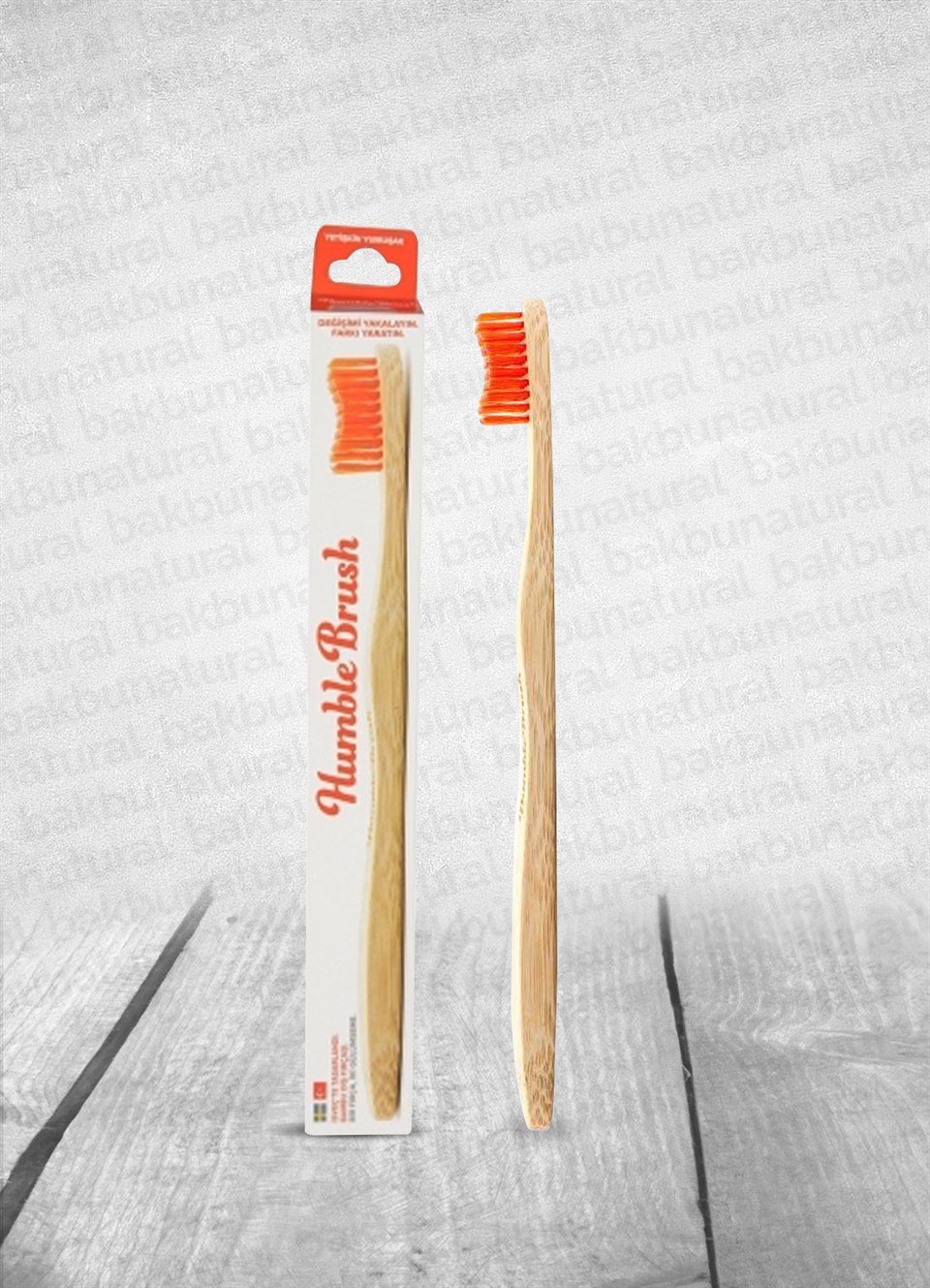 Humble Brush Yetişkinler İçin Bambu Diş Fırçası Kırmızı Orta Sert