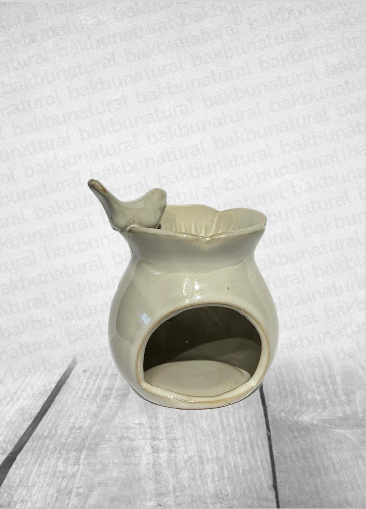 Kuş Figürlü Buhurdanlık Krem