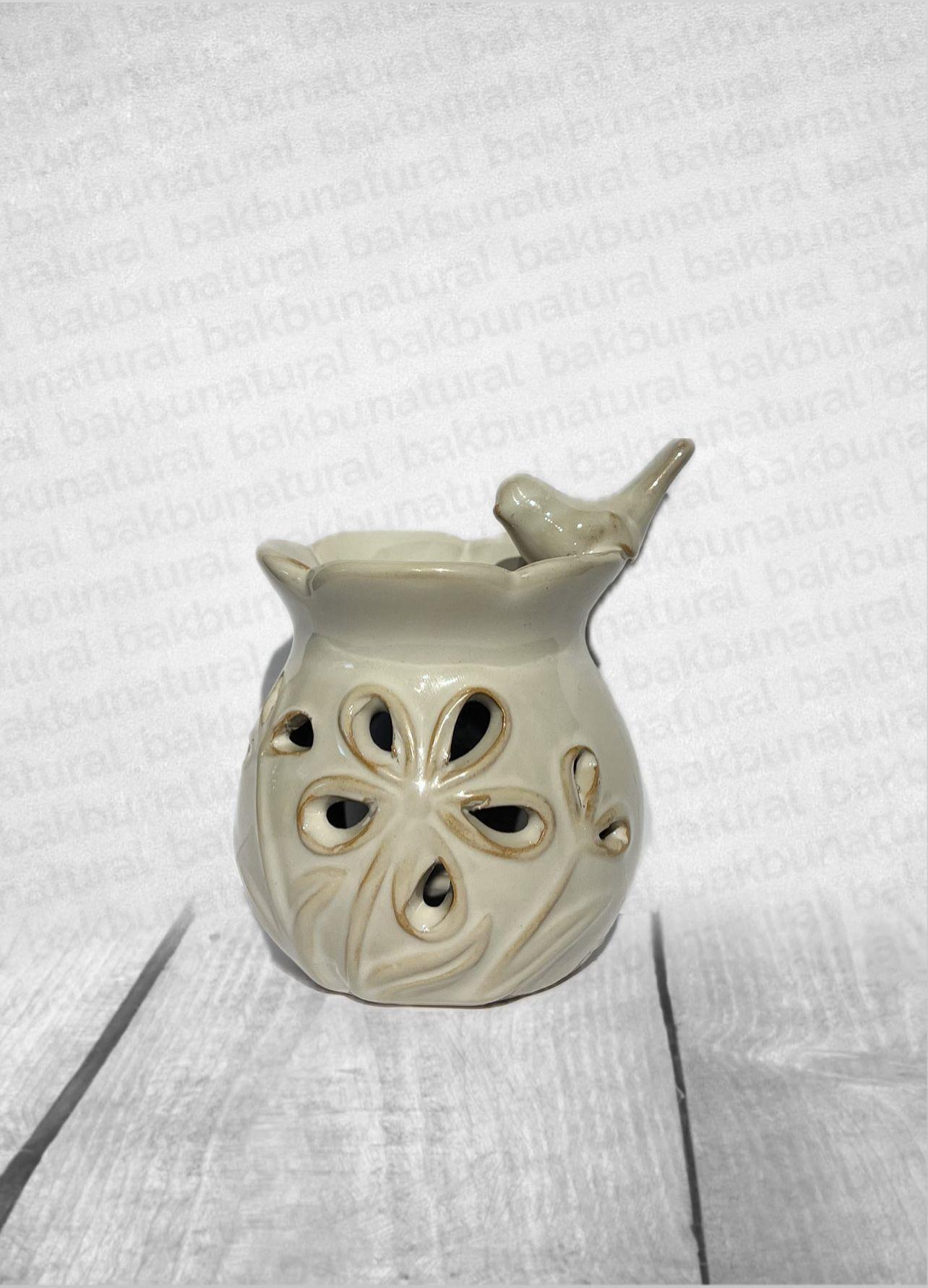 Kuş Figürlü Buhurdanlık Krem