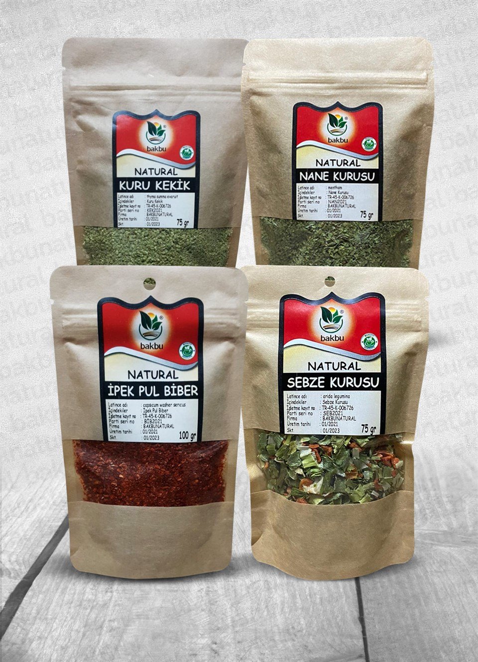Natural Sebze Kurusu 75 Gr & Kuru Nane 75 Gr & Kuru Kekik 75 Gr & Pul Biber 100 Gr