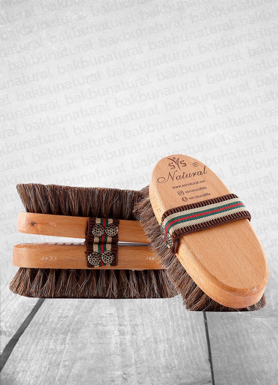 SSNATURAL %100 DOĞAL AT KILI MASAJ FIRÇASI 3lü Set