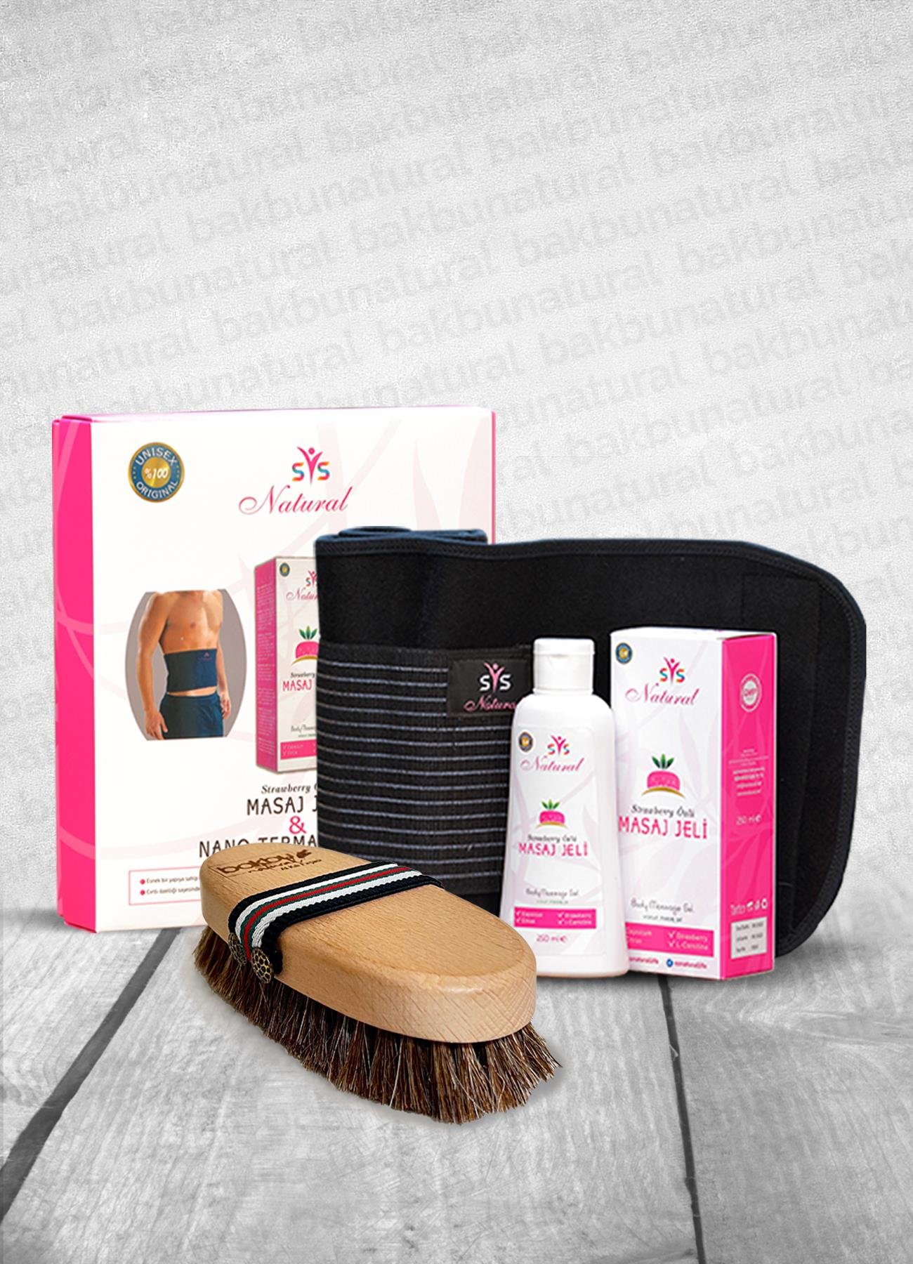 Ssnatural Nano Termal Korse,Strawberry Özlü İnceltici Sıkılaştırıcı Selülit Giderici Vücut Masaj Jeli 250 Ml Ve Hassas Ciltler İçin Özel Bambu Atkılı Fırçası