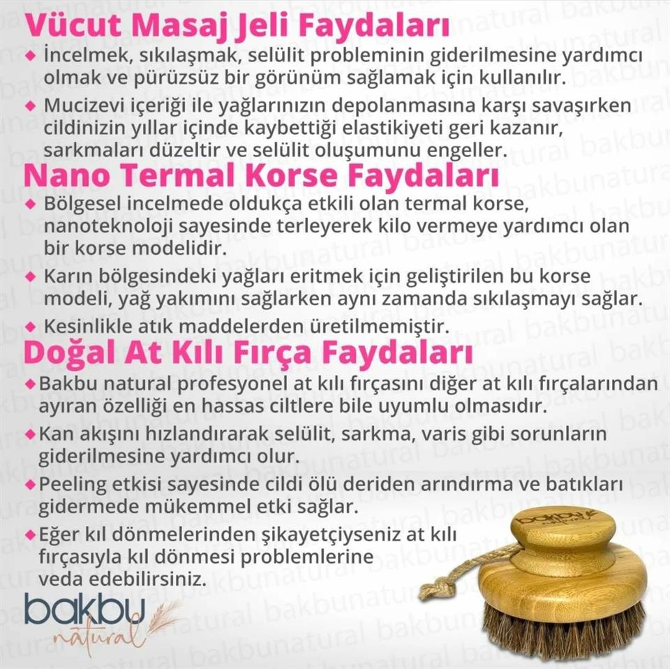 Ssnatural Nano Termal Korse,Strawberry Özlü İnceltici Sıkılaştırıcı Selülit Giderici Vücut Masaj Jeli 250 Ml Ve Hassas Ciltler İçin Özel Bambu Atkılı Fırçası