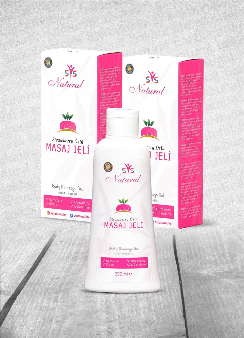 Ssnatural Strawberry Özlü İnceltici Sıkılaştırıcı Selülit Giderici Vücut Masaj Jeli 250 Ml 2Li Set