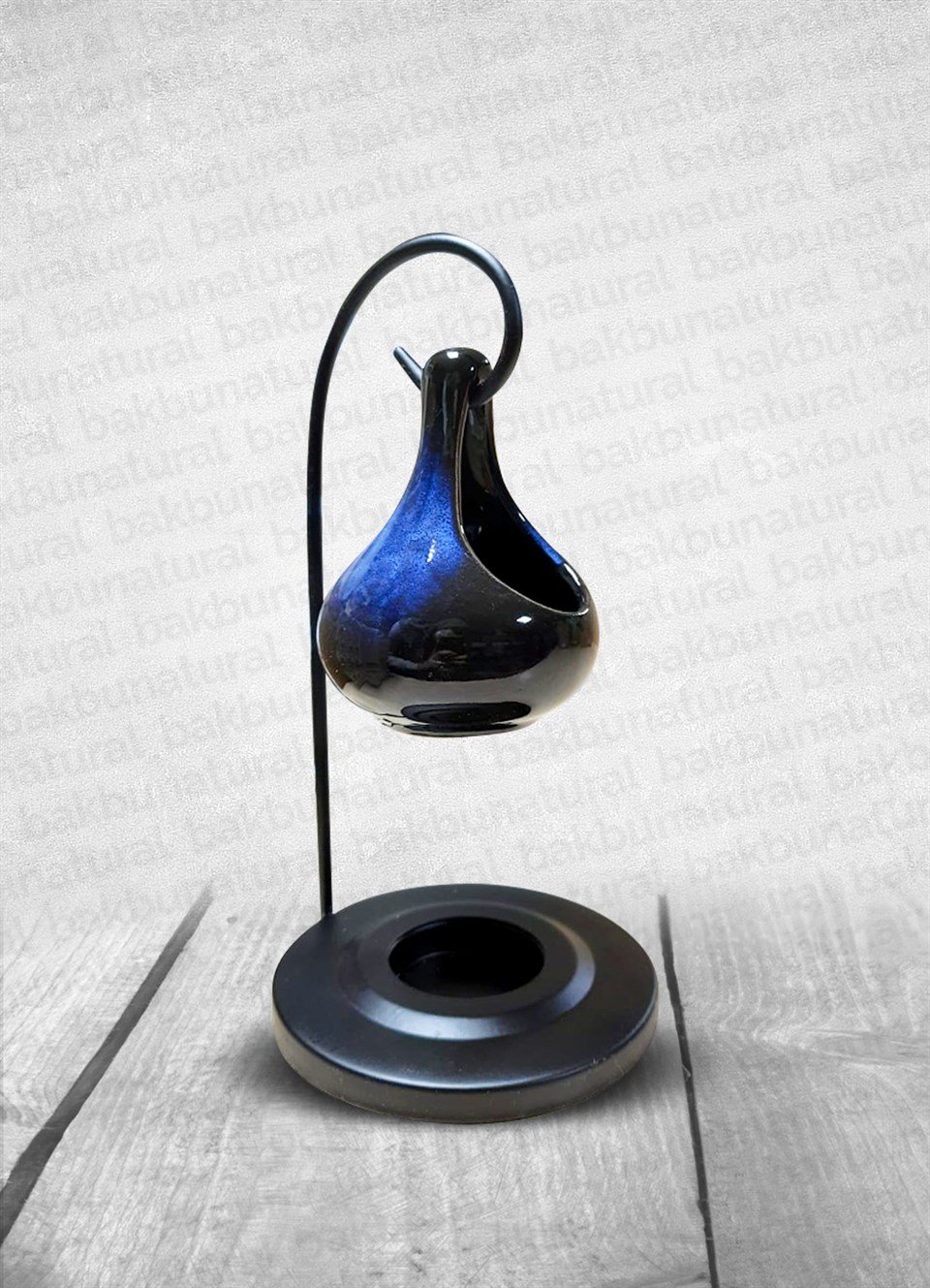 Standlı Siyah-Lacivert Seramik Buhurdanlık