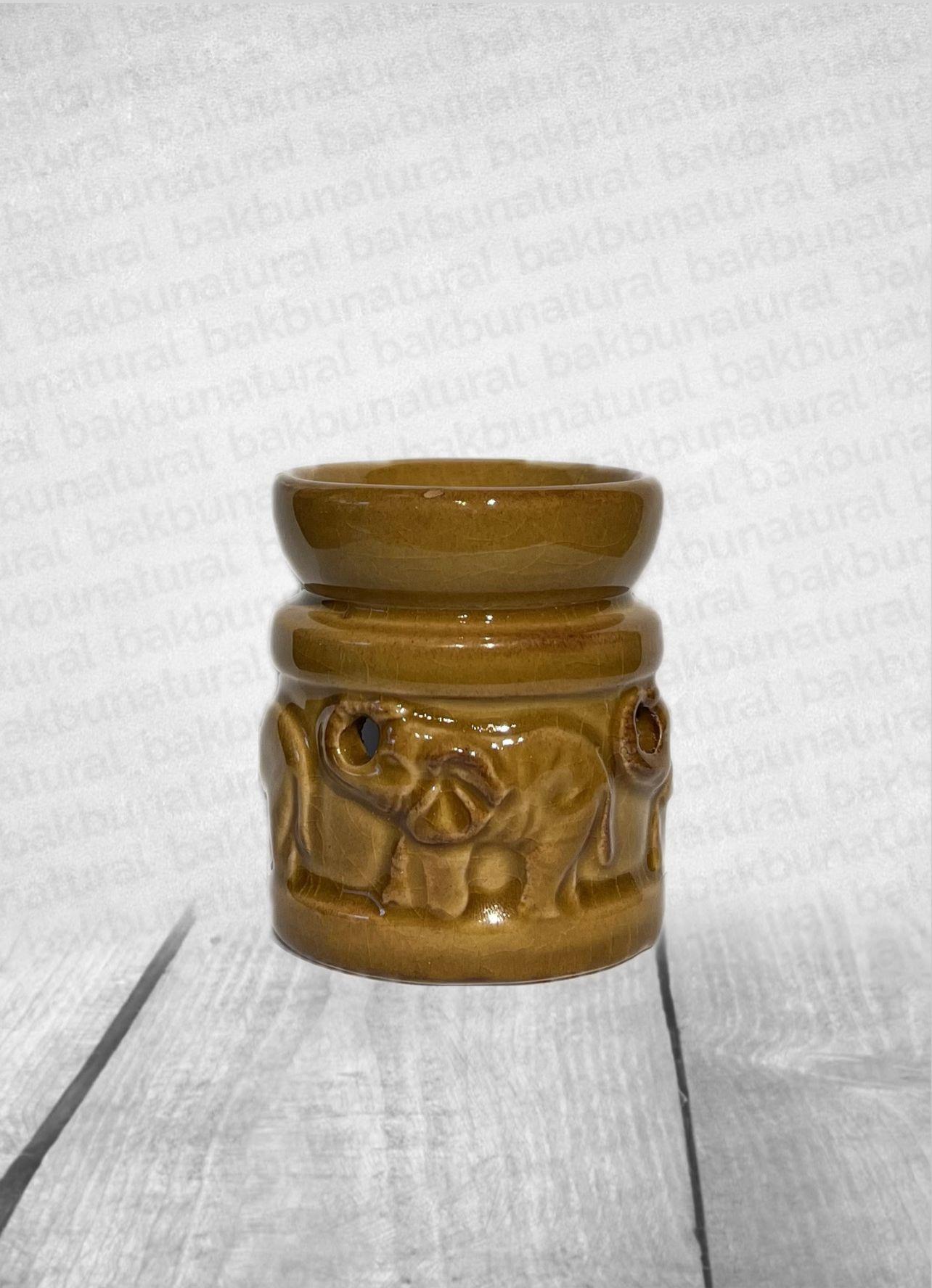 Yuvarlak Fil Desenli Buhurdanlık Kahverengi