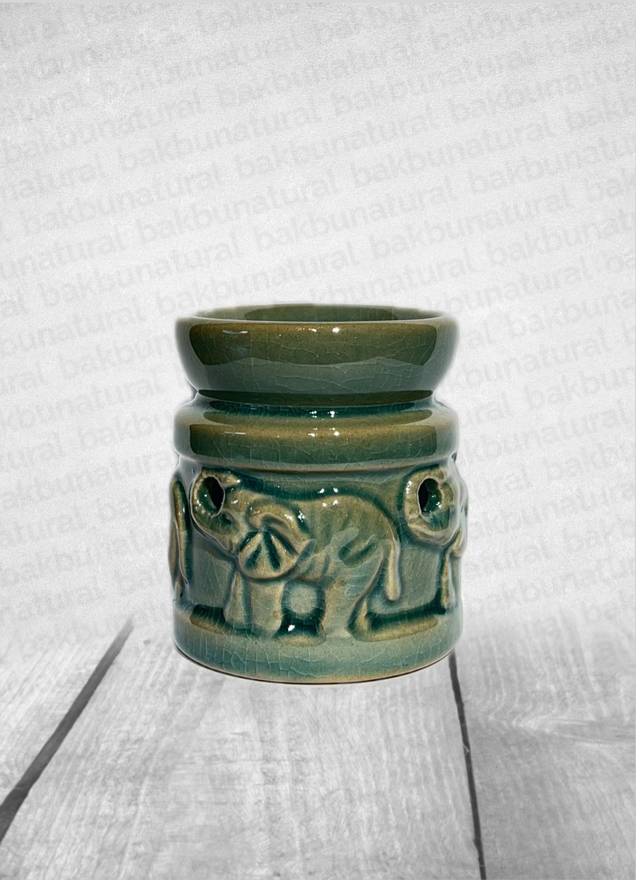 Yuvarlak Fil Desenli Buhurdanlık Turkuaz