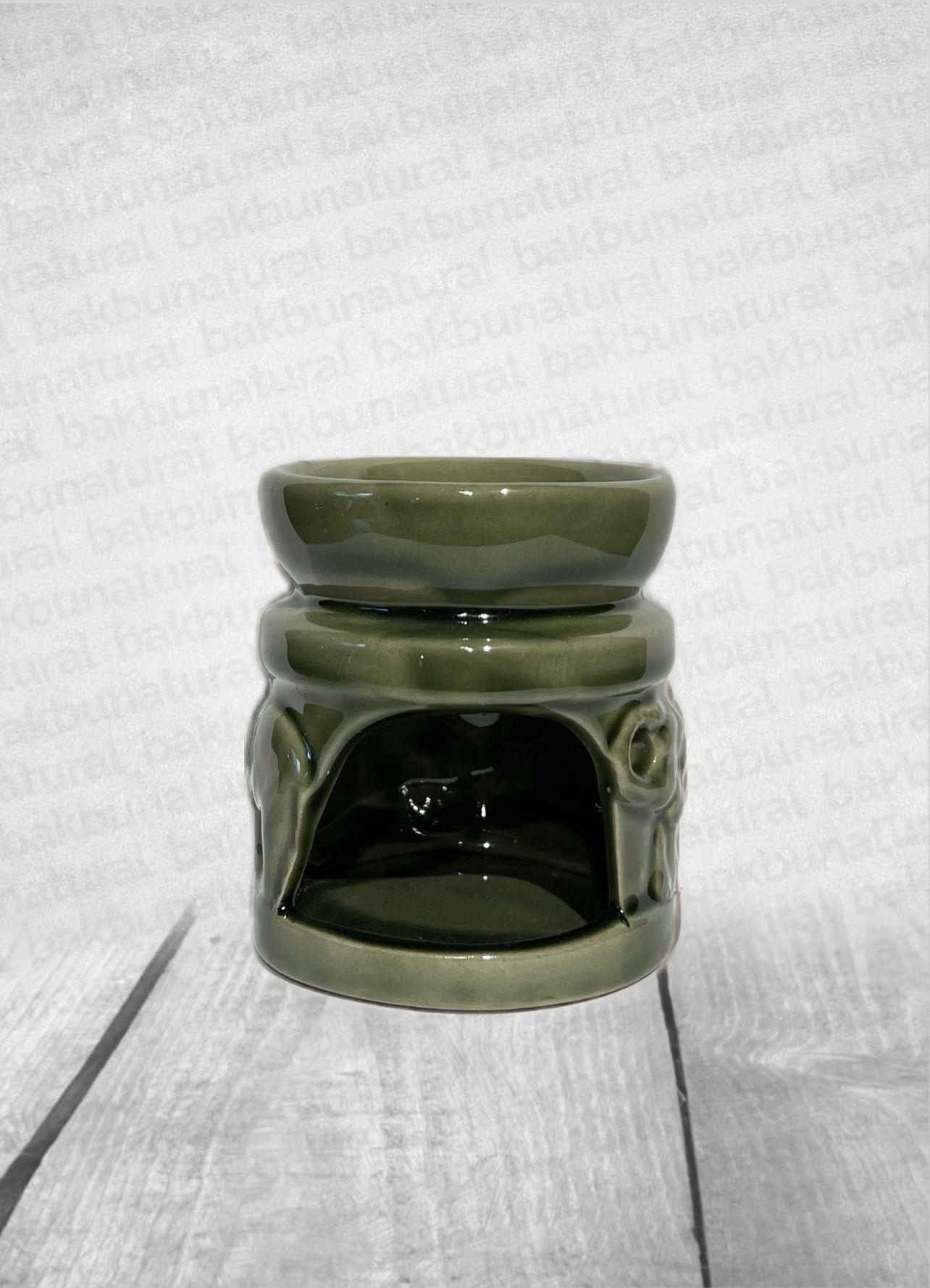 Yuvarlak Fil Desenli Buhurdanlık Yeşil