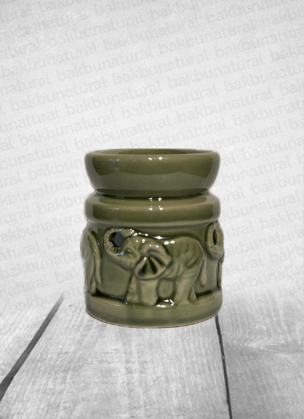 Yuvarlak Fil Desenli Buhurdanlık Yeşil