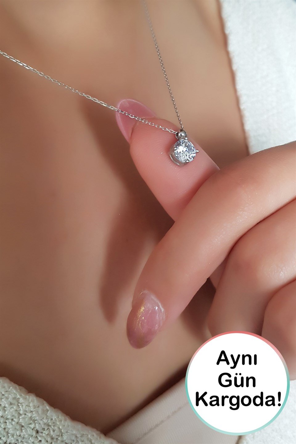 925 Ayar Gümüş Tektaş Kolye