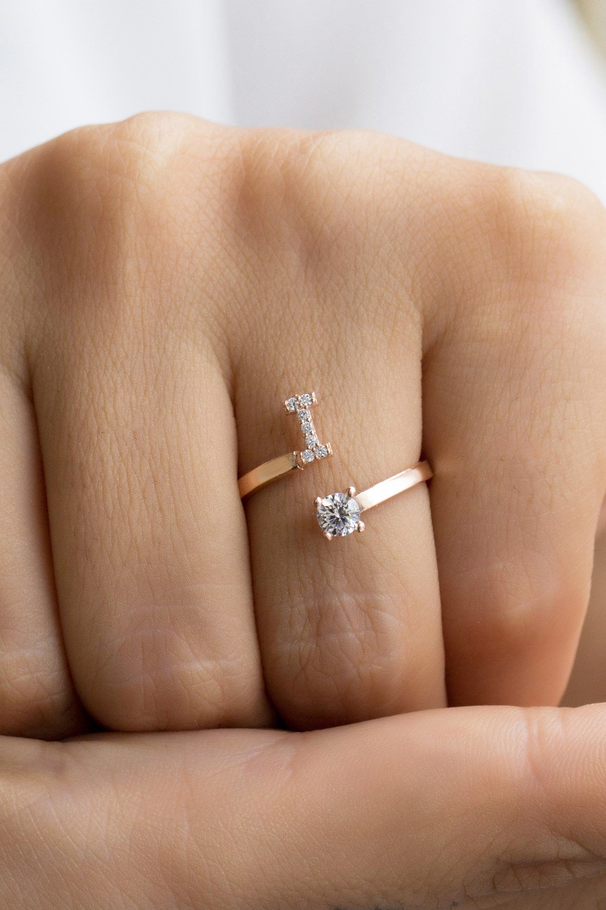 Gümüş I Harfi Yüzük Lieza Jewelry yzg210012