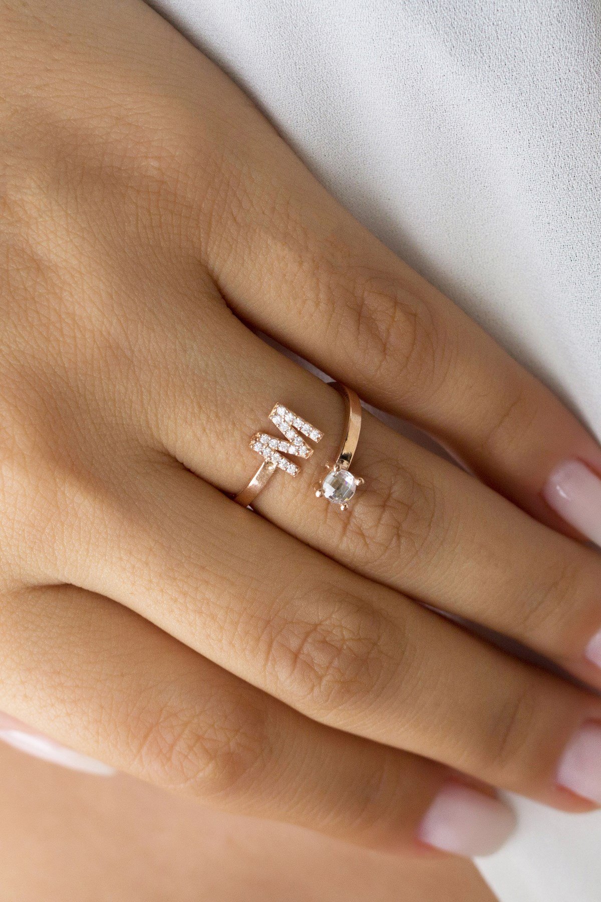 Gümüş M Harfi Yüzük Lieza Jewelry yzg210016